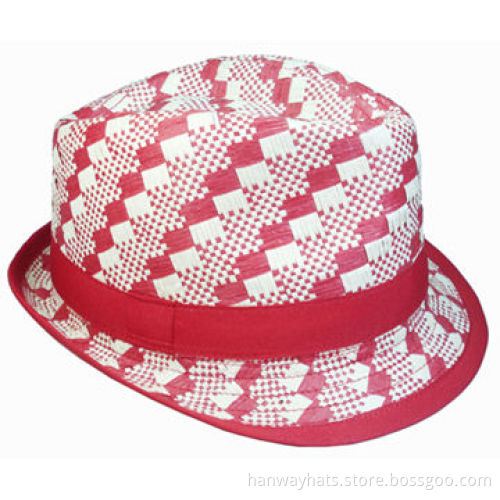 Toddler Straw Hat with stripe grosgrain band and cross piece